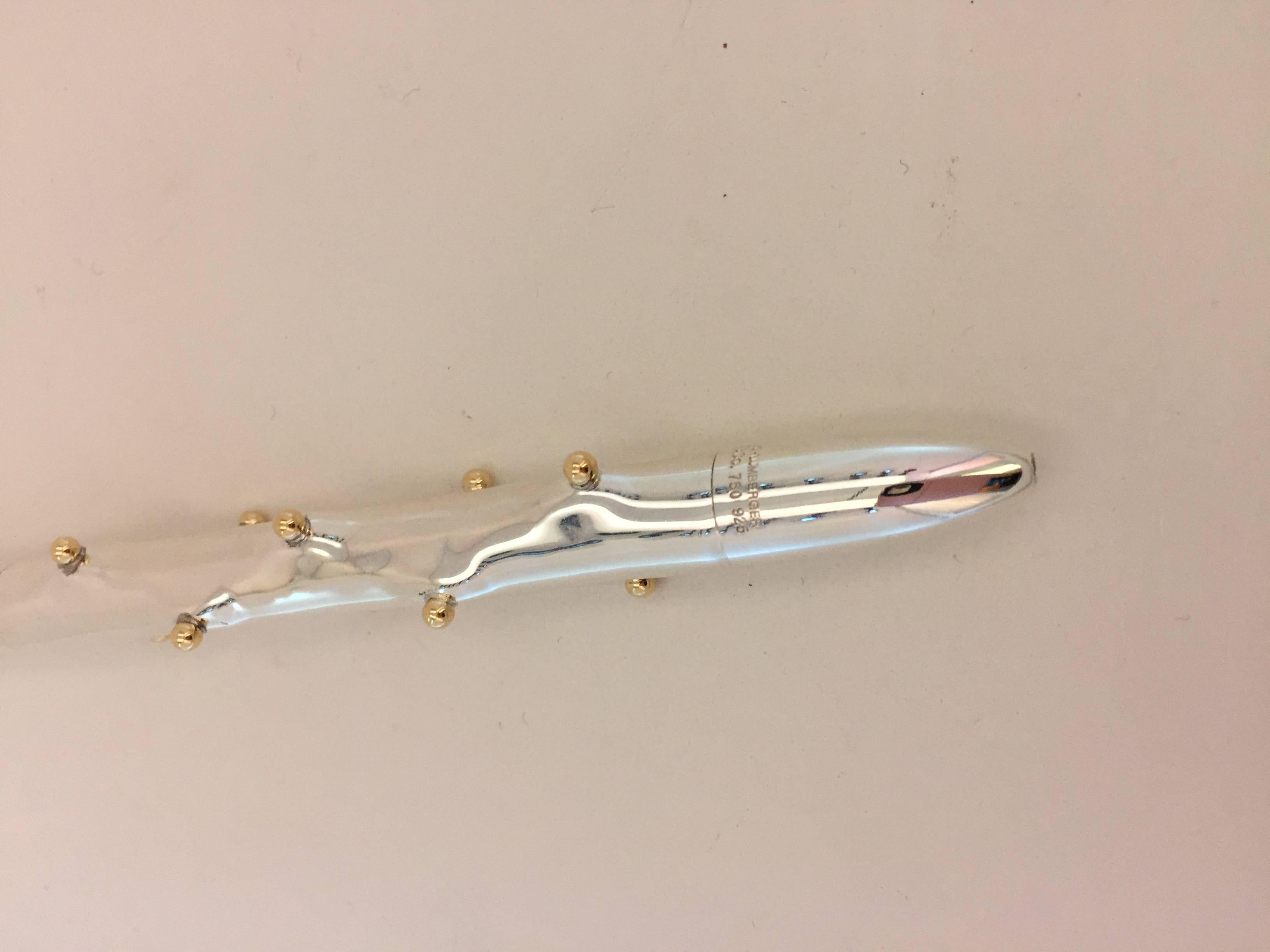 American Tiffany Silver and Gold Schlumberger Pen, circa 1960 For Sale