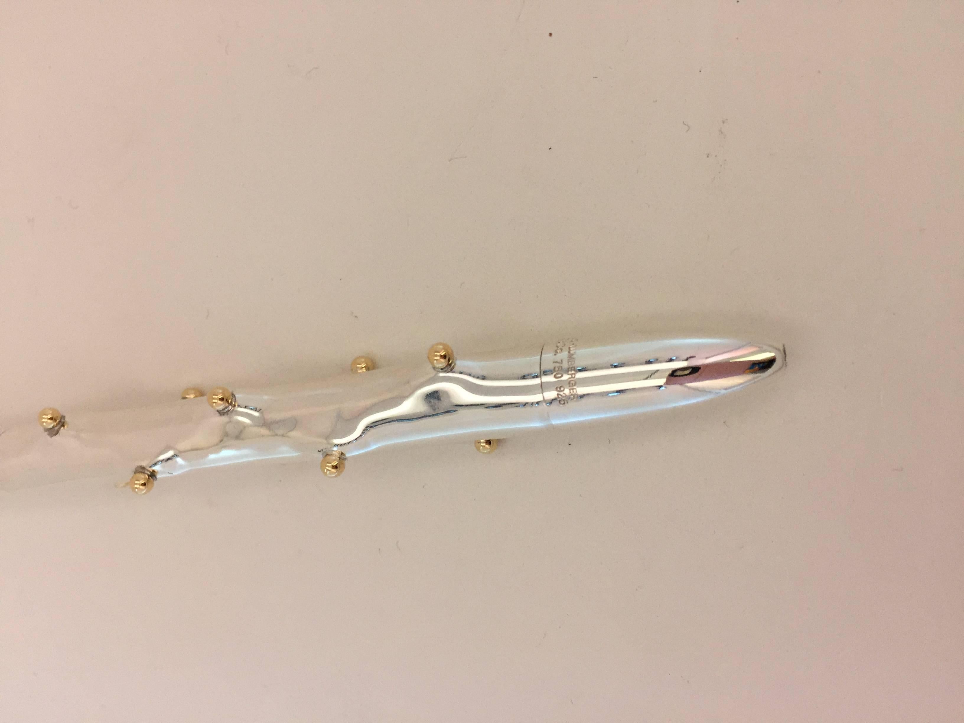 American Tiffany Silver and Gold Schlumberger Pen, circa 1960 For Sale