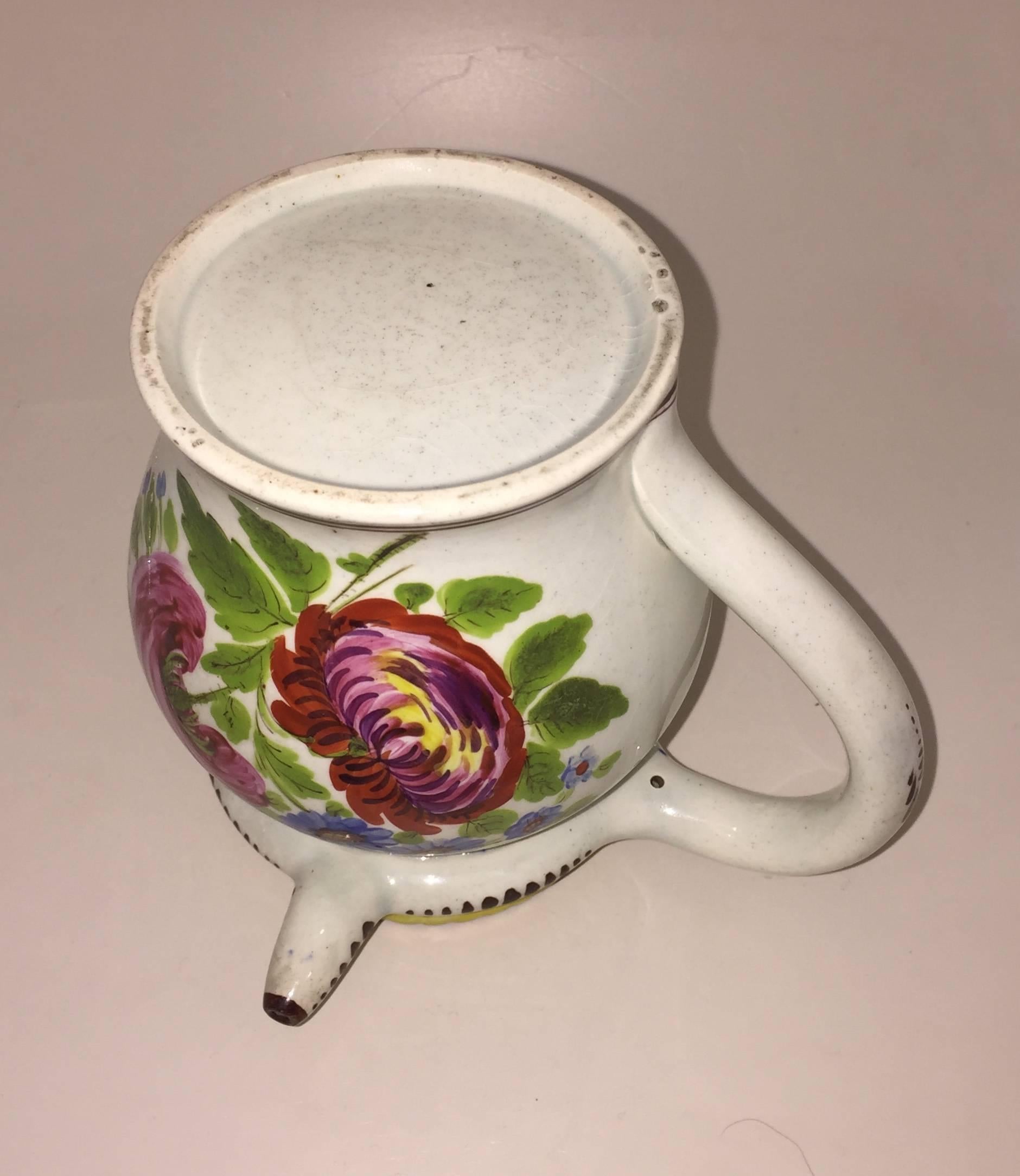 George IV Painted Puzzle Jug, Dated 1823 with Initials JA In Distressed Condition For Sale In Spencertown, NY