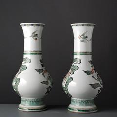 Pair of Chinese Famille Verte Vases