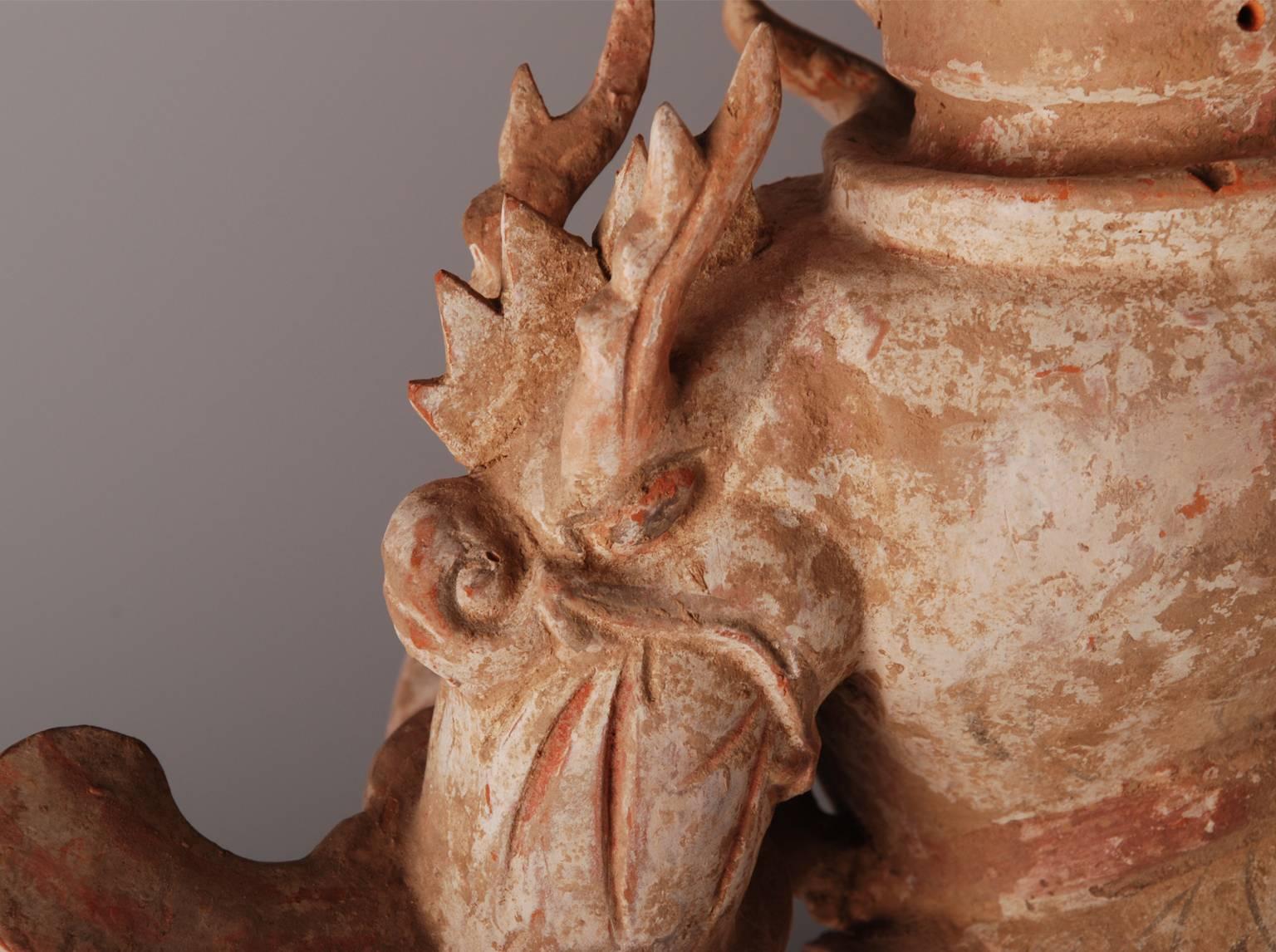 Chinese Pair of Pottery Lokapalas For Sale 4