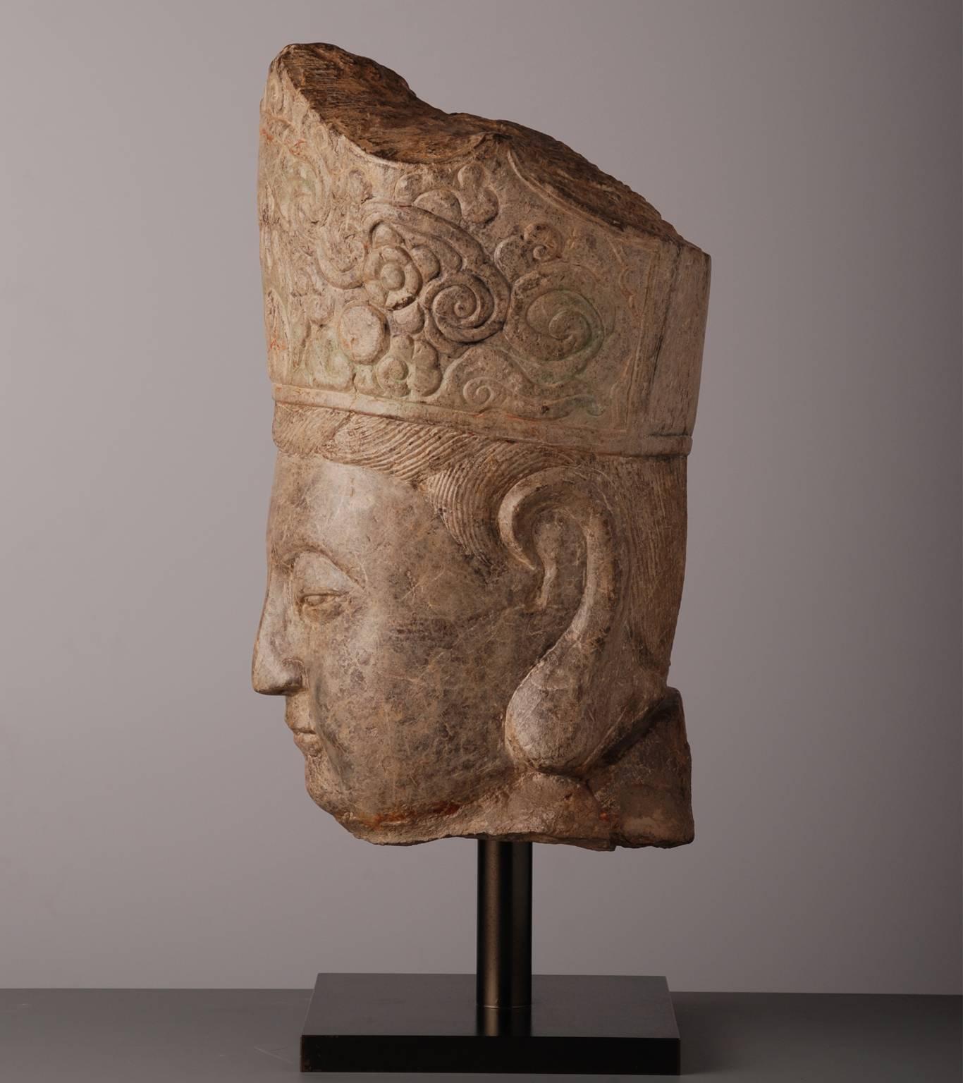 Chinese Export Chinese Works of Art Stone Head of Guanyin For Sale