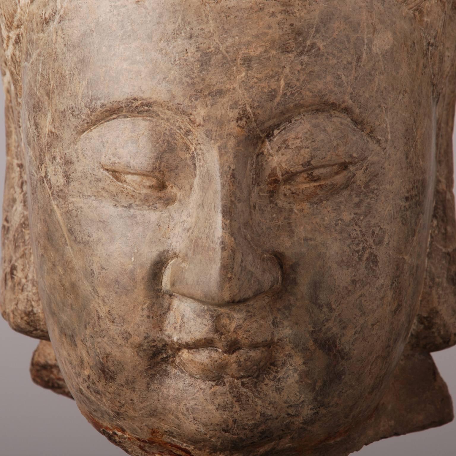 Chinese Works of Art Stone Head of Guanyin For Sale 5