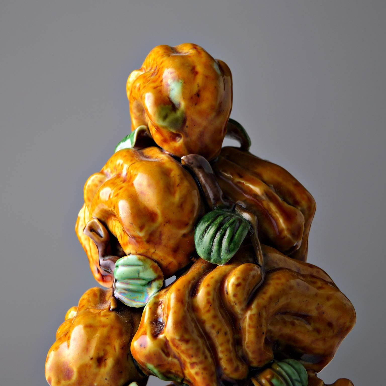 18th Century Pair of Chinese Enamel on Biscuit Fruit Piramids For Sale