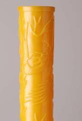 Pair of Chinese Beijing Yellow Glass Dragon Bottles