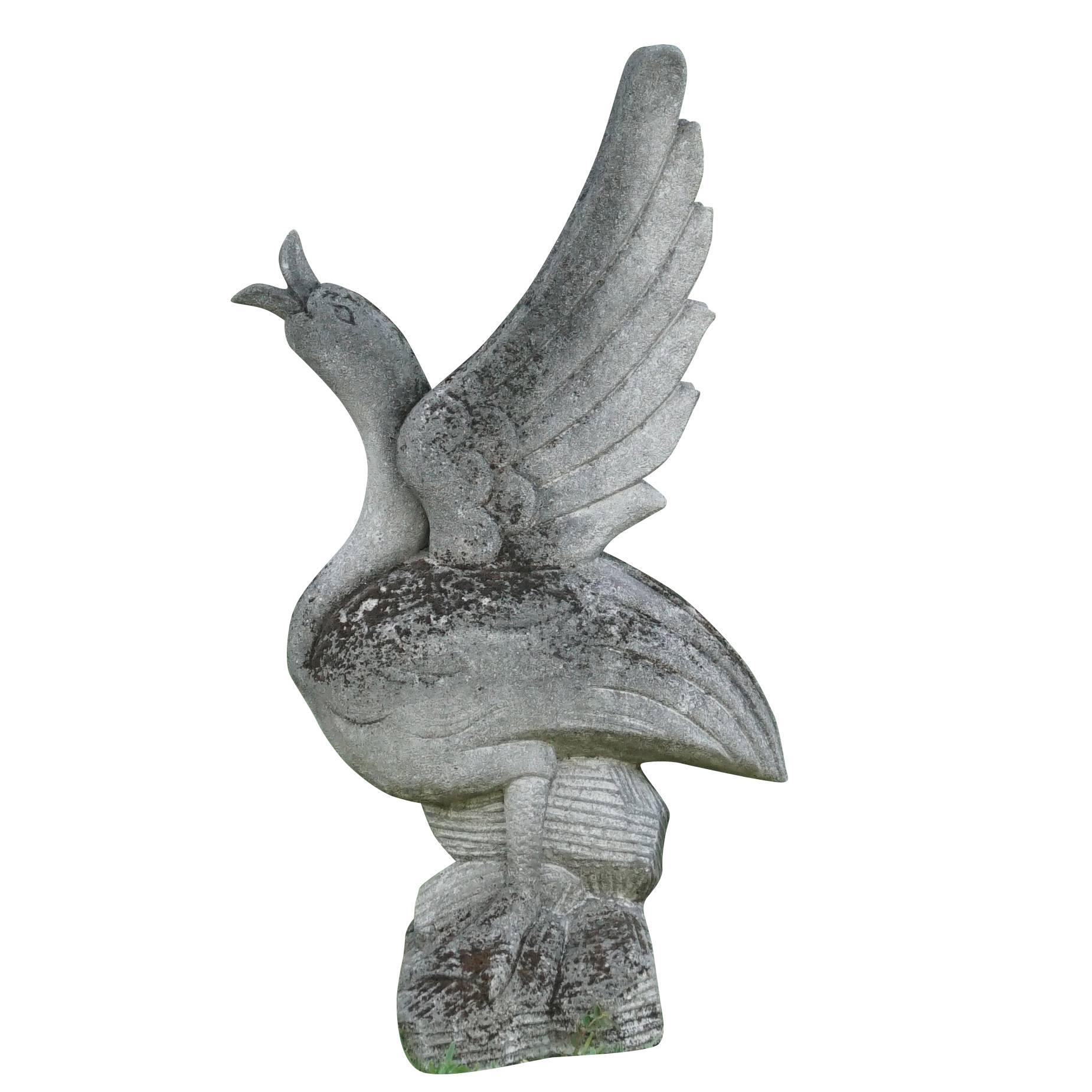 20th Century Garden Ornament of a Swan in Italian Limestone