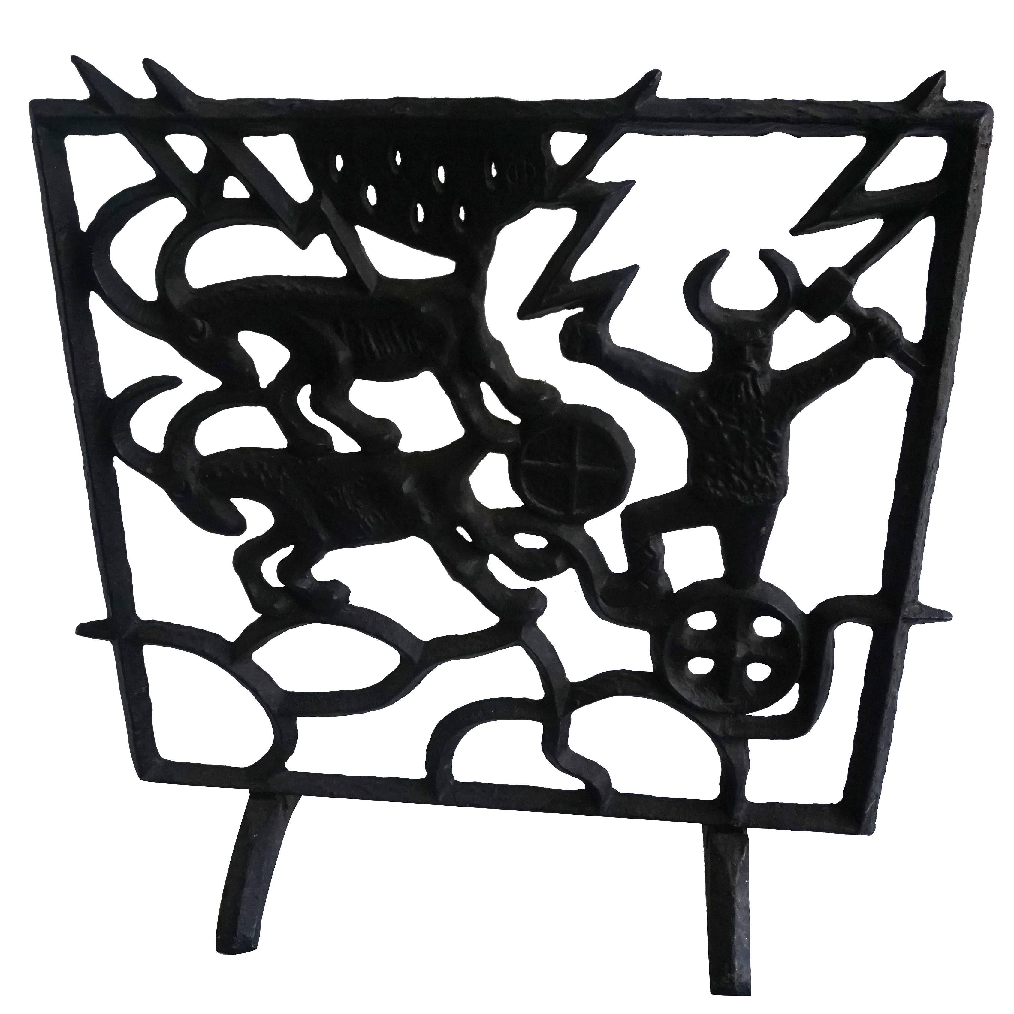 Art Deco Swedish Fireplace Screen by Olle Hermansson In Good Condition In West Palm Beach, FL