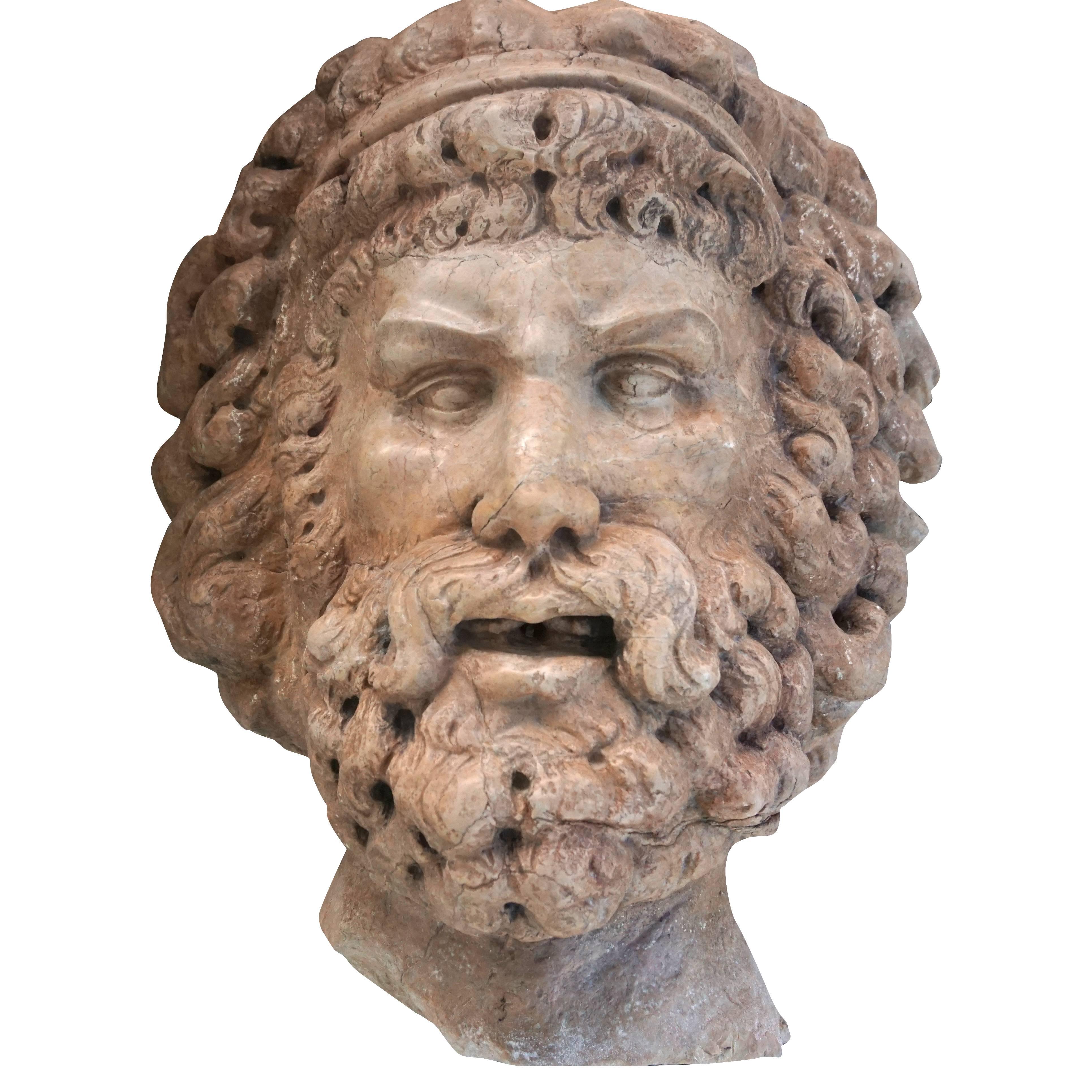 Rosso-Marmorkopf des Zeus aus dem 19. Jahrhundert – antikes italienisches Dekor (Renaissance) im Angebot