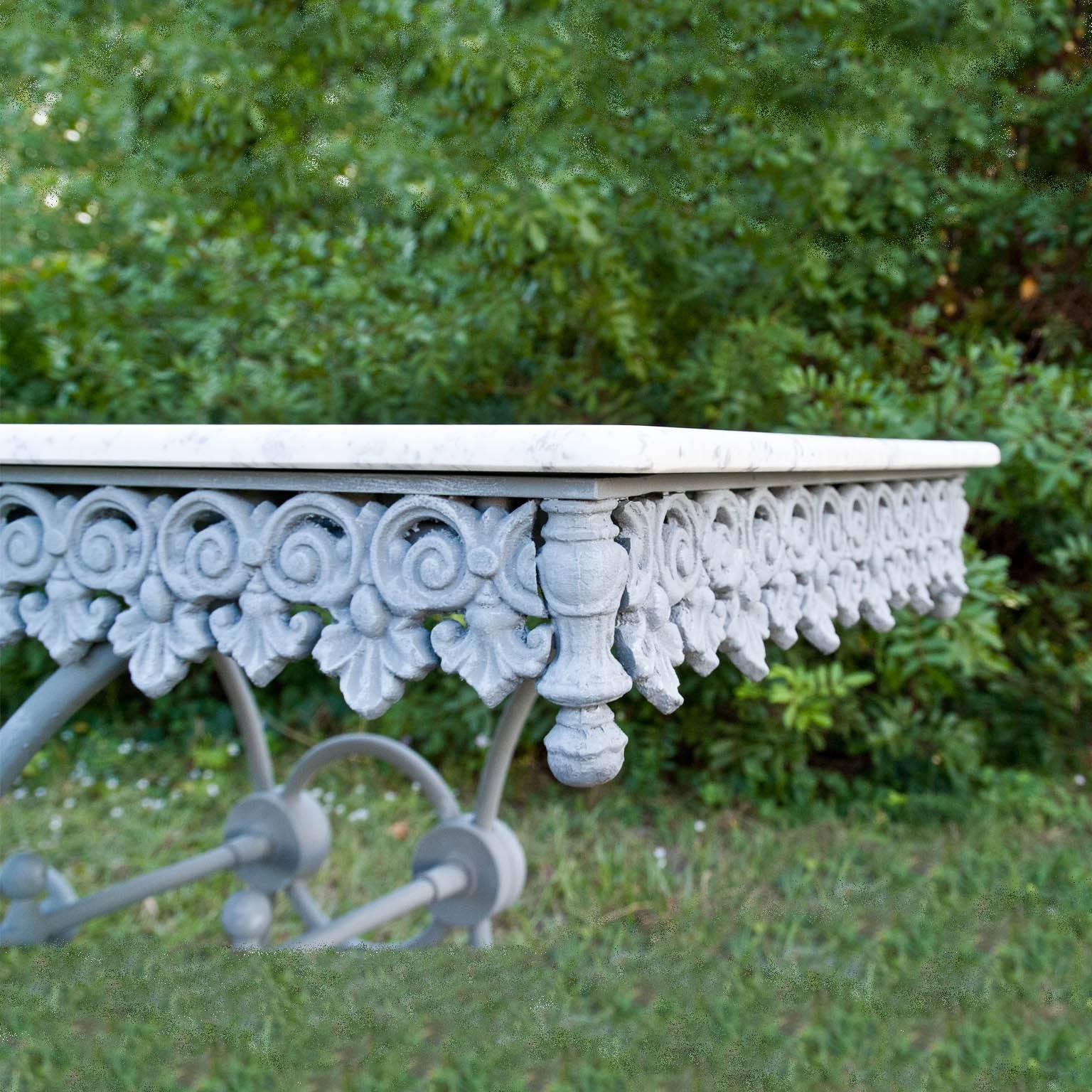 Napoleon III Late 19th-20th Century French Butcher Table with Carrara Marble Top