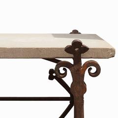 19th Century French Neogothic Limestone Console Table