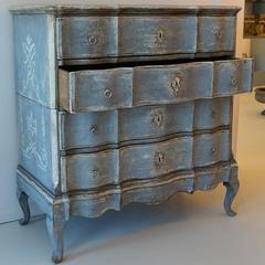 19th Century Pale Blue Gustavian Dresser in Wood