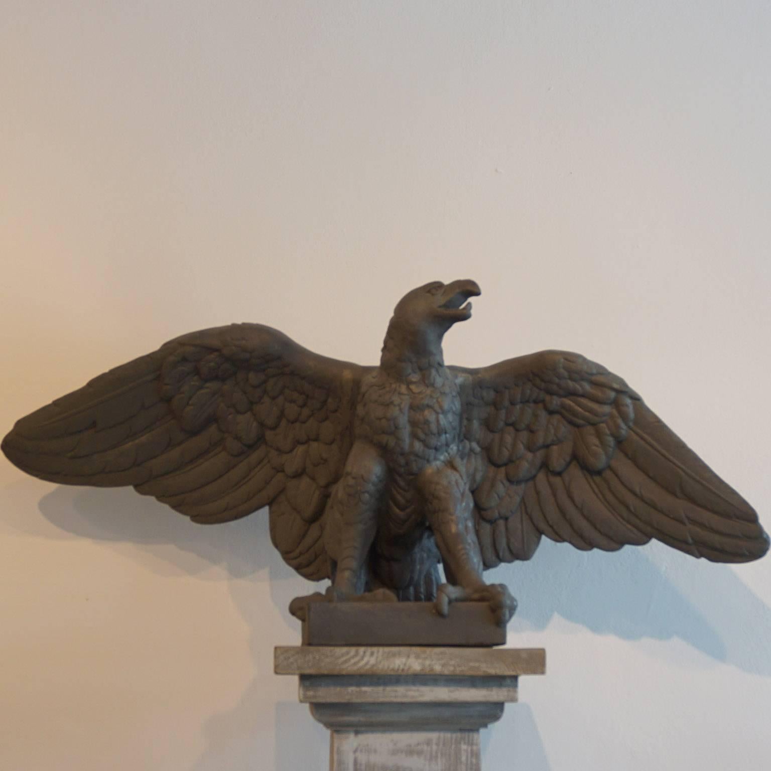 English Large Mid-20th Century Pair of Eagle Statues