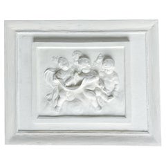 Rilievo in gesso da parete vintage francese del XX secolo con quattro cherubini