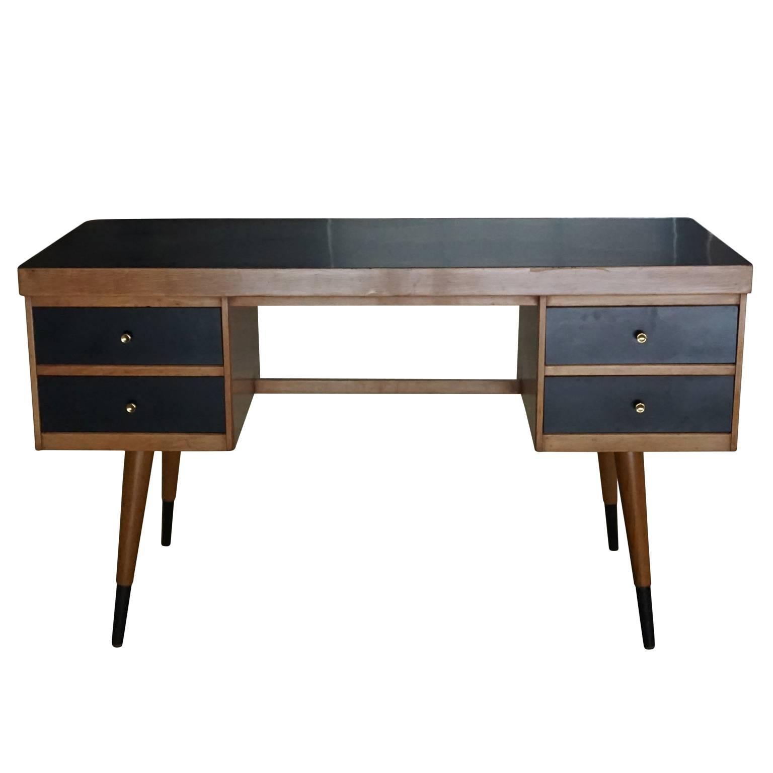 Typical 1950 writing desk, mid-20th Century in perfect condition, prov. Milano Italy.