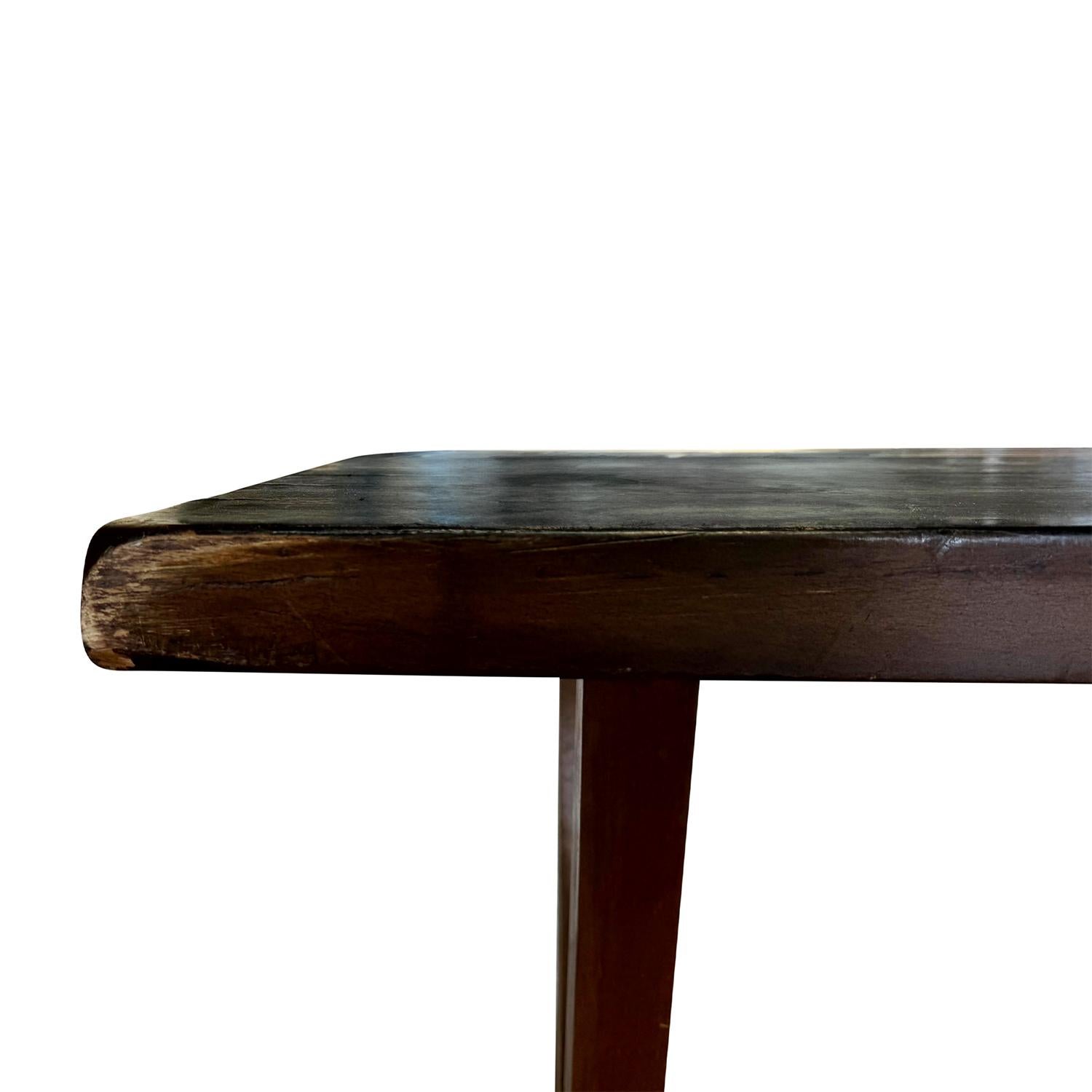 20th Century French Rectangular Walnut Trestle Table - Vintage Dining Room Table For Sale 4