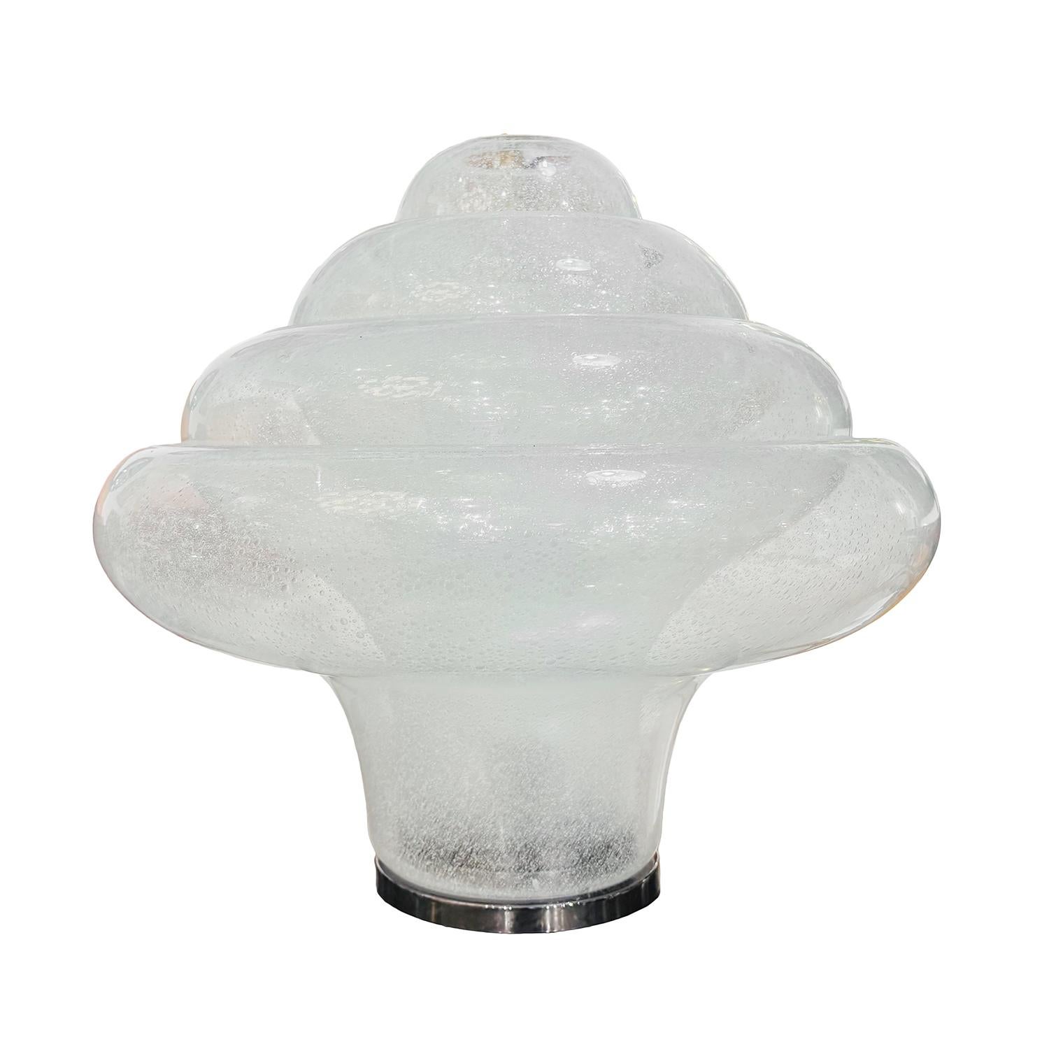 Mid-Century Modern Lampe de table en verre Murano Lotus Mazzega italien du 20e siècle par Carlo Nason en vente