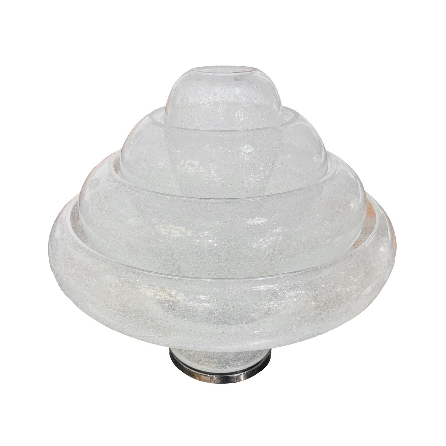 Fait main Lampe de table en verre Murano Lotus Mazzega italien du 20e siècle par Carlo Nason en vente