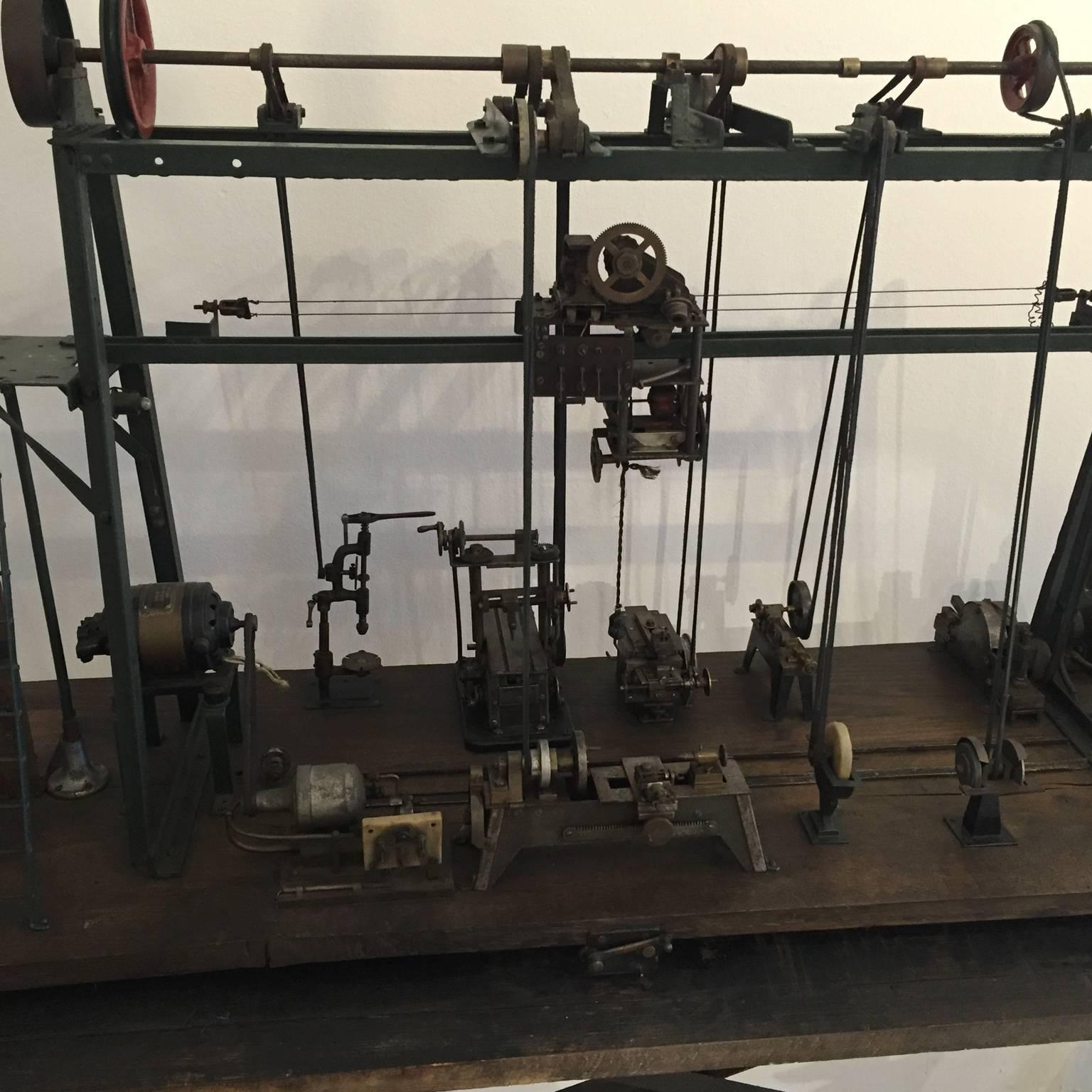Metal 20th Century Miniature Model of French Industrial Iron Machinery Assembly Line