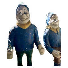 Vintage Hand-Painted Garden Gnomes Set, Cast Concrete, France, 1960
