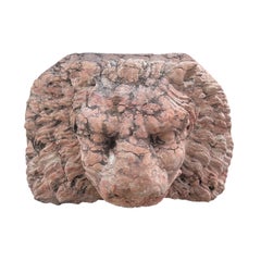 Lion Head Mask Carved in Rosso Verona Marble from Italy