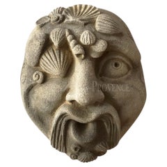Masque Comique Limestone Deux Wall Relief