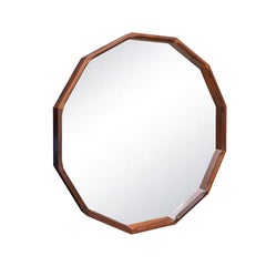 20th Century Mid-Century Italian Rosewood Geometric Wall Mirror