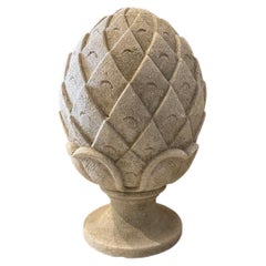 Italian Pine Cone Finial in Carved Limestone