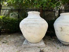 Antique Greek White Washed Kamena Jar