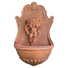 French Antique Limestone Cherub Waterfall Fountain & Water Feature