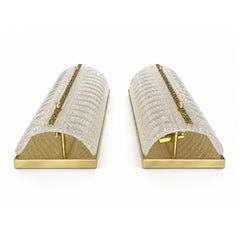 Pair of Mid-Century Italian Murano Etched Glass Wall Appliques, 1960s