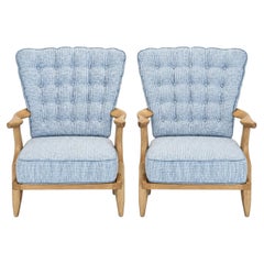 Pair of Guillerme et Chambron Grand Repos Lounge Chairs