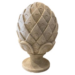 Italian Architectural Pine Cone Finial in Hand-Carved Limestone, 2000