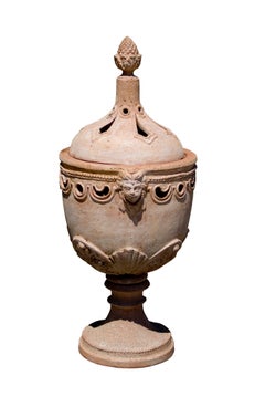 Pair of Vintage Tuscan Terracotta Lidded Garden Urns