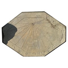 Large Italian Sundial with Beveled Corners in Carved Limestone