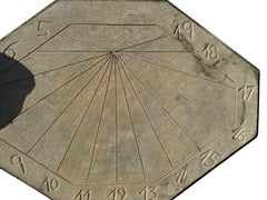Large Italian Sundial with Beveled Corners in Carved Limestone