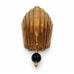 A Pair of Mid-Century Murano Amber Glass Wall Sconces in the Style of Venini