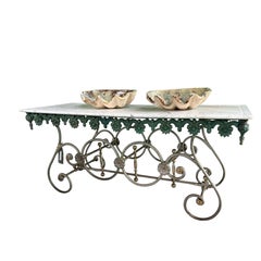Late 19th-20th Century French Butcher Table with Carrara Marble Top