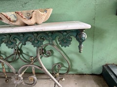 Late 19th-20th Century French Butcher Table with Carrara Marble Top
