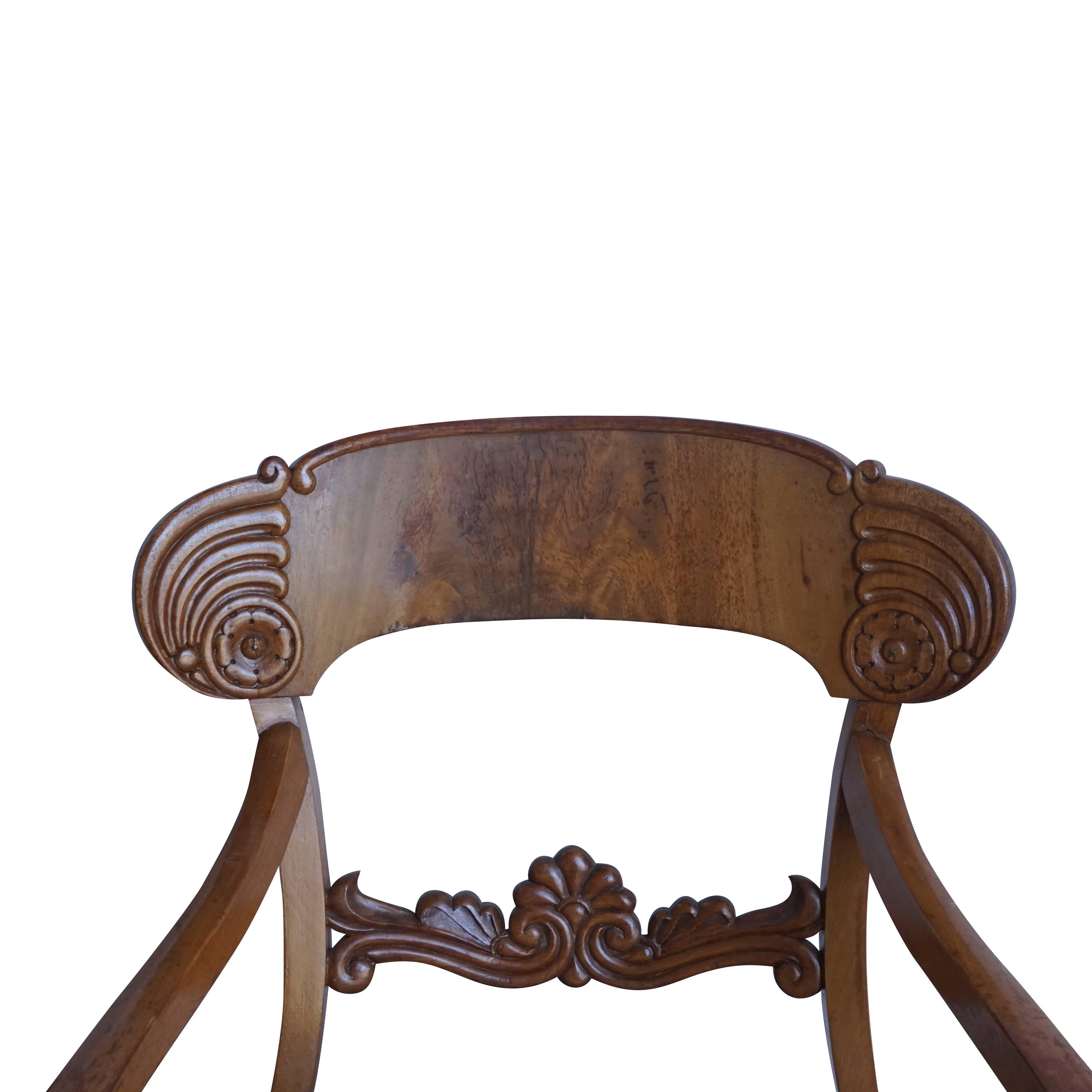 19th Century Swedish Set of Six Antique Birchwood Dining Chairs by Karl Johan In Good Condition For Sale In West Palm Beach, FL
