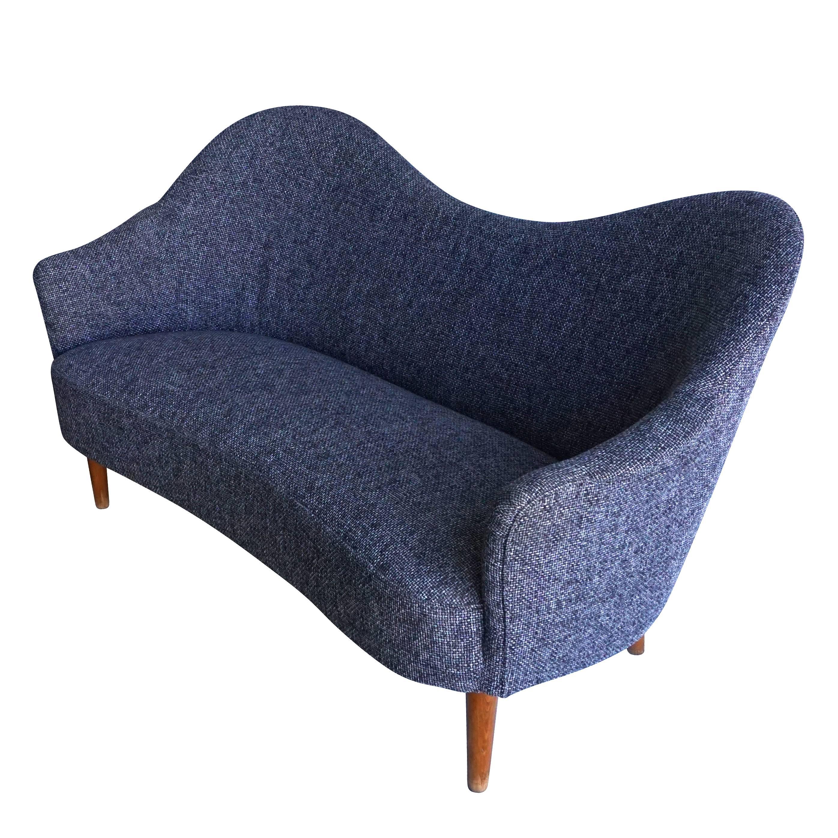 Mid-Century Modern 20th Century Grey Samspel Sofa by Carl Malmsten, Swedish Settee