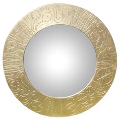 Round French Art Deco Giltwood Mirror