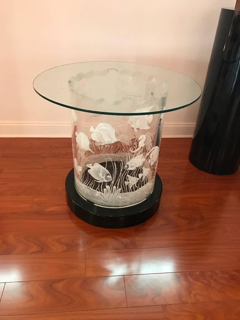 Late 20th Century Signed Joseph Galvan Functional Acrylic Table with Glass Top