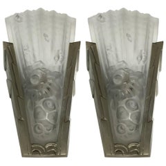 Antique Pair of French Art Deco Gênet et Michon Wall Sconces