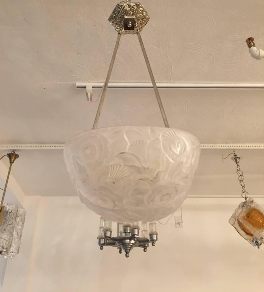 Lampadario Art Deco francese di Genet & Michon in vendita 1