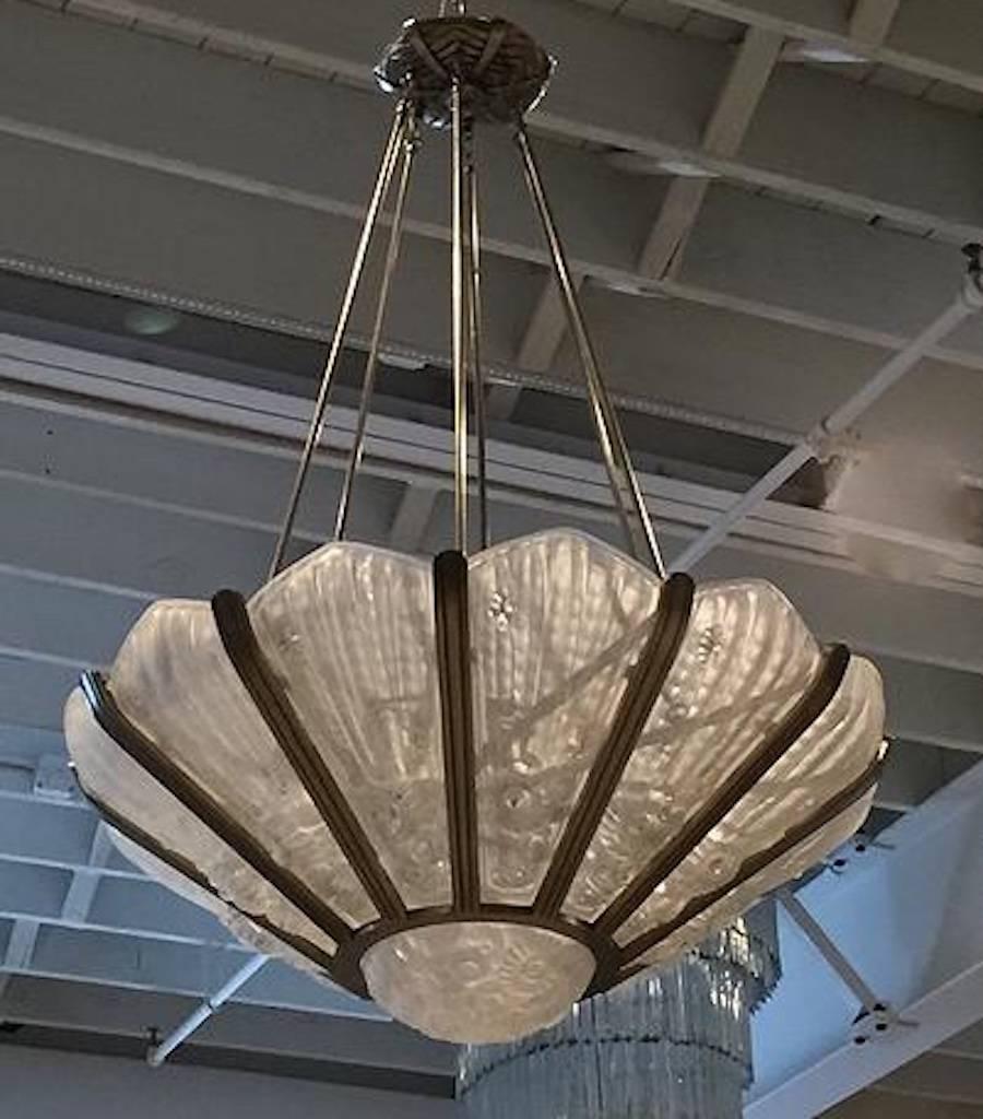 French Art Deco Chandelier by Genet & Michon 3