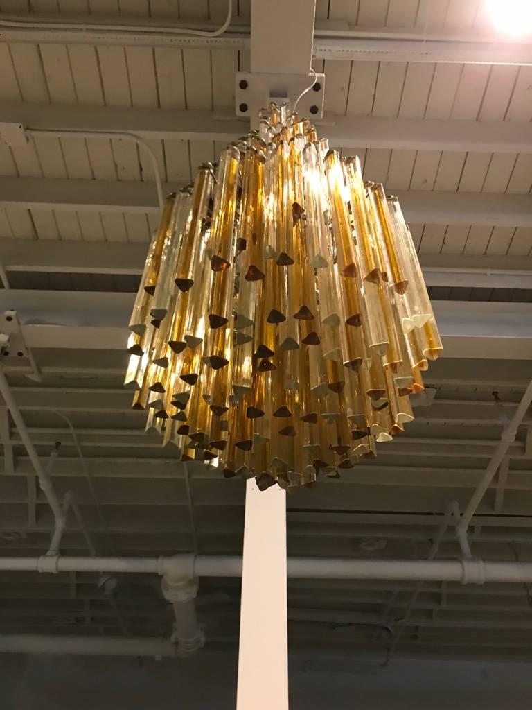 Italian Mid Century Modern Chandelier by Venini In Excellent Condition For Sale In North Bergen, NJ