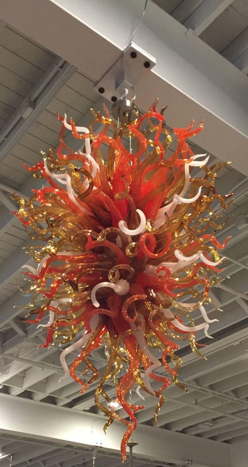 Handblown Glass Chandelier in the Style of Chihuly For Sale at 1stdibs