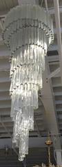 Mid-Century Modernist Spiral Camer Crystal Chandelier