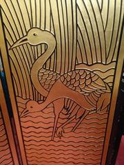 Four-Panel Art Deco Style Floor Screen, Gold and Black