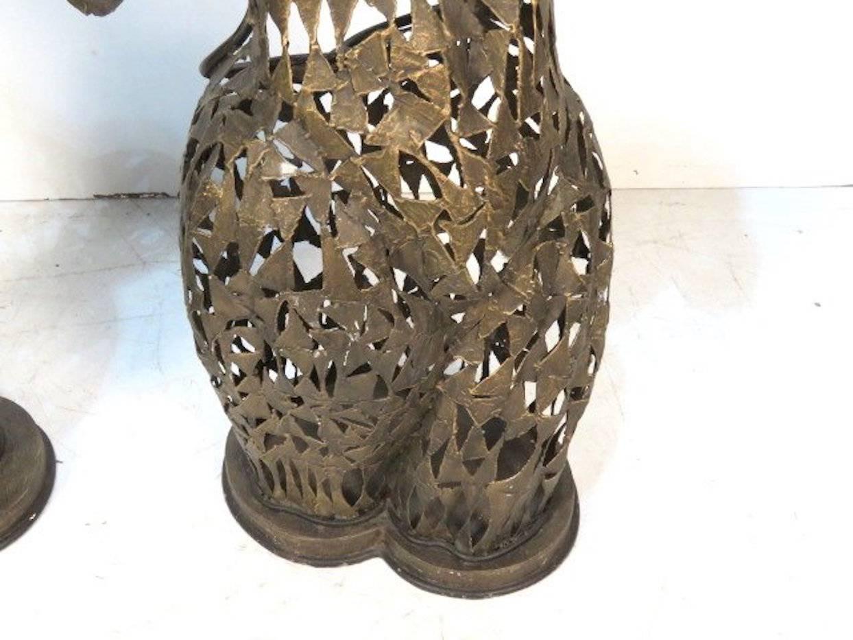 Mid-Century Modern Pair of Brutalist Metal Torso Sculptures For Sale